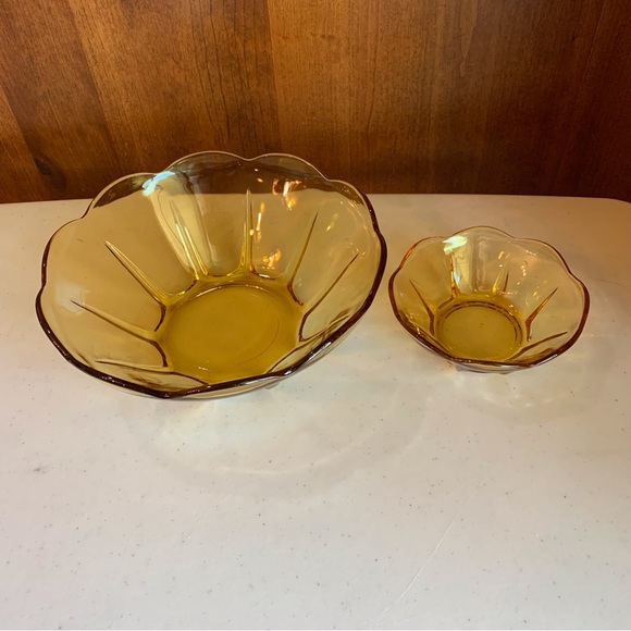 Vintage Anchor Hocking Chip and dip Set Swedish Modern in Honey Gold - Picture 2 of 7